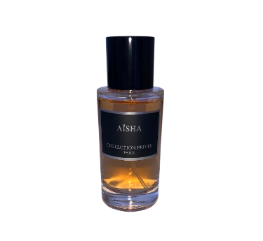 Flacon d'Eau de Parfum Aisha 50ml de la Collection Privée Paris, parfum raffiné avec des notes orientales et élégantes.