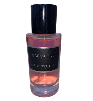 Flacon d'Eau de Parfum Baccarat 50ml de la Collection Privée Paris, fragrance luxueuse aux notes boisées et ambrées.