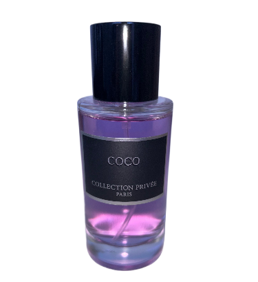 Flacon d'Eau de Parfum Coco Vanille 50ml de la Collection Privée Paris, parfum gourmand aux notes exotiques de coco et vanille.